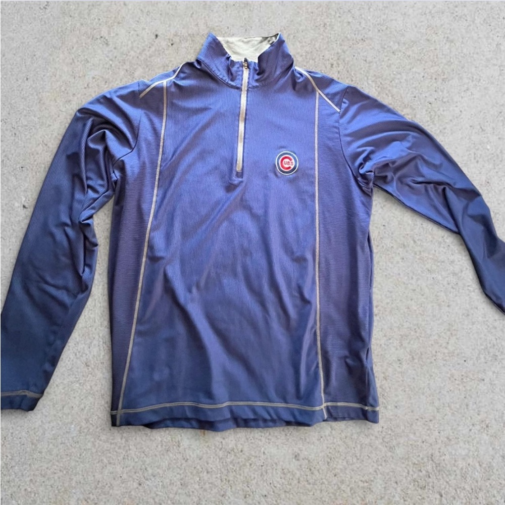 Antigua Chicago Cubs Men’s Blue tidy Long Sleeve Quarter-Zip Pullover Size Large